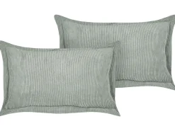 Conjunto De 2 Almofadas Em Bombazine Verde Claro 47 X 27 Cm Zinnia