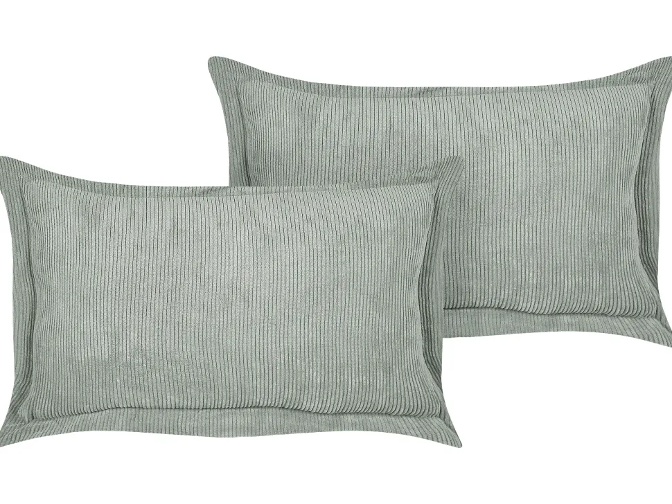 Conjunto De 2 Almofadas Em Bombazine Verde Claro 47 X 27 Cm Zinnia