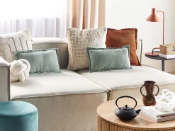 Conjunto De 2 Almofadas Em Bombazine Verde Claro 47 X 27 Cm Zinnia