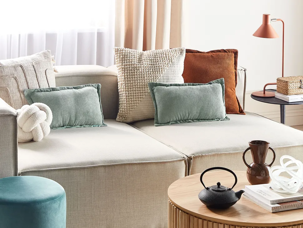 Conjunto De 2 Almofadas Em Bombazine Verde Claro 47 X 27 Cm Zinnia