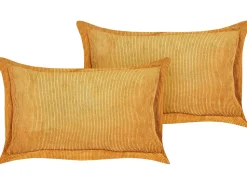 Conjunto De 2 Almofadas Em Bombazine Amarelo Mostarda 47 X 27 Cm Zinnia