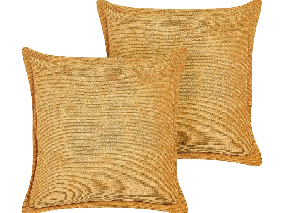 Conjunto De 2 Almofadas Em Bombazine Amarelo Mostarda 43 X 43 Cm Zinnia