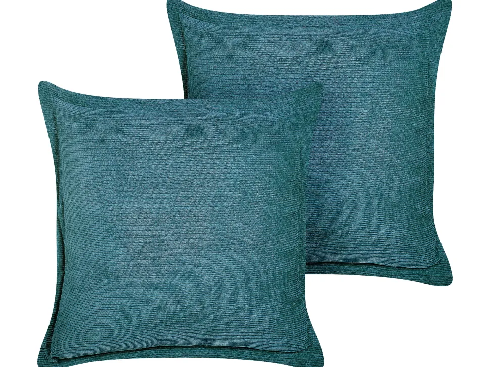 Conjunto De 2 Almofadas Em Bombazine Azul Esverdeado 43 X 43 Cm Zinnia