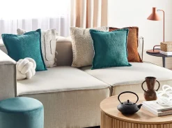 Conjunto De 2 Almofadas Em Bombazine Azul Esverdeado 43 X 43 Cm Zinnia