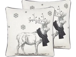 Conjunto De 2 Almofadas Em Tecido Branco E Preto 45 X 45 Cm Sven