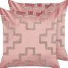 Conjunto De 2 Almofadas Em Veludo Rosa 45 X 45 Cm Bahia