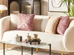 Conjunto De 2 Almofadas Em Veludo Rosa 45 X 45 Cm Bahia