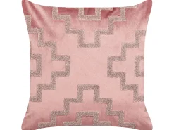 Conjunto De 2 Almofadas Em Veludo Rosa 45 X 45 Cm Bahia