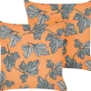 Conjunto De 2 Almofadas Em Poliester Laranja E Preto 45 X 45 Cm Spirea