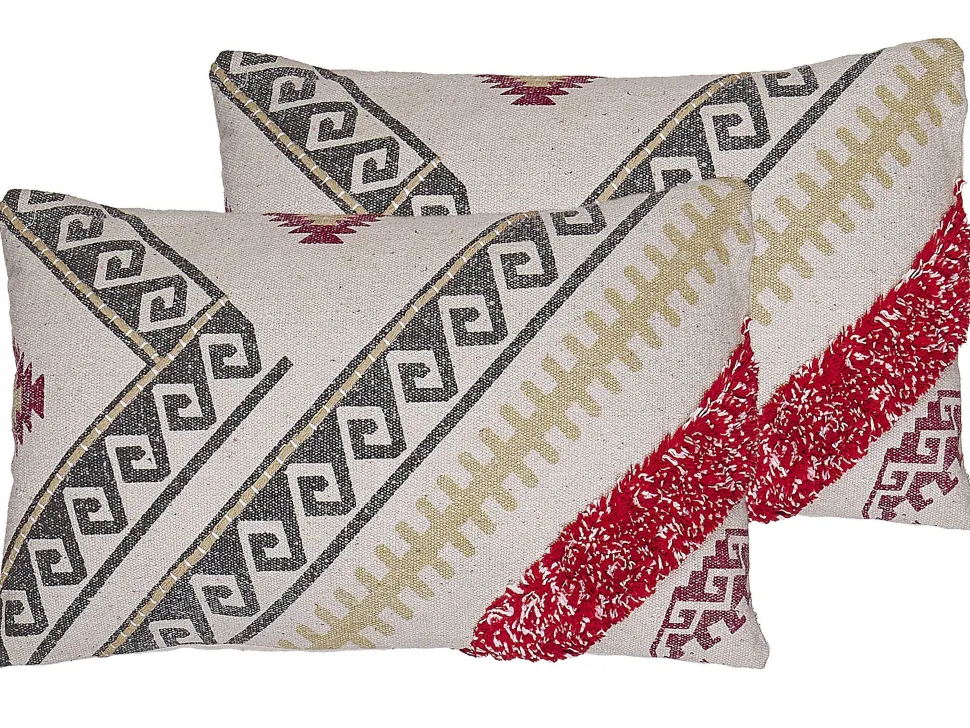 Conjunto De 2 Almofadas Em Algodao Multicolor 30 X 50 Cm Betula