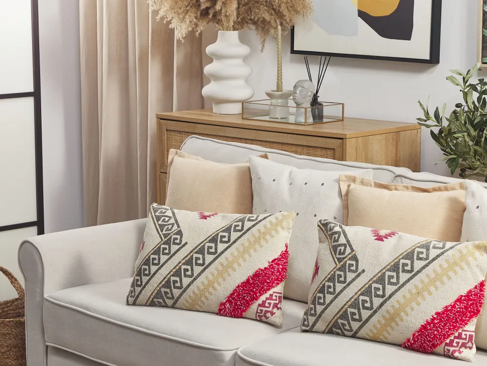 Conjunto De 2 Almofadas Em Algodao Multicolor 30 X 50 Cm Betula