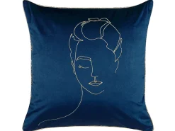 Conjunto De 2 Almofadas Em Veludo Azul Escuro E Dourado 45 X 45 Cm Crocus