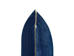 Conjunto De 2 Almofadas Em Veludo Azul Escuro E Dourado 45 X 45 Cm Crocus