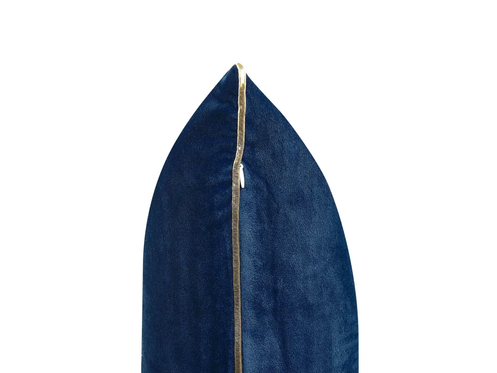 Conjunto De 2 Almofadas Em Veludo Azul Escuro E Dourado 45 X 45 Cm Crocus