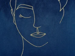 Conjunto De 2 Almofadas Em Veludo Azul Escuro E Dourado 45 X 45 Cm Crocus