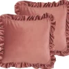 Conjunto De 2 Almofadas Em Veludo Rosa 42 X 42 Cm Kalanchoe