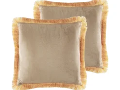 Conjunto De 2 Almofadas Em Veludo Creme 45 X 45 Cm Pothos
