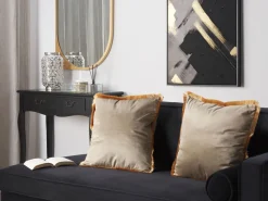 Conjunto De 2 Almofadas Em Veludo Creme 45 X 45 Cm Pothos