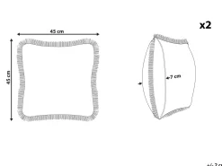 Conjunto De 2 Almofadas Em Veludo Creme 45 X 45 Cm Pothos