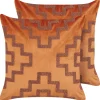 Conjunto De 2 Almofadas Em Veludo Laranja 45 X 45 Cm Bahia