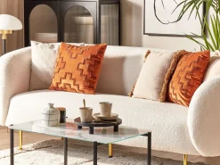 Conjunto De 2 Almofadas Em Veludo Laranja 45 X 45 Cm Bahia