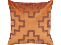 Conjunto De 2 Almofadas Em Veludo Laranja 45 X 45 Cm Bahia