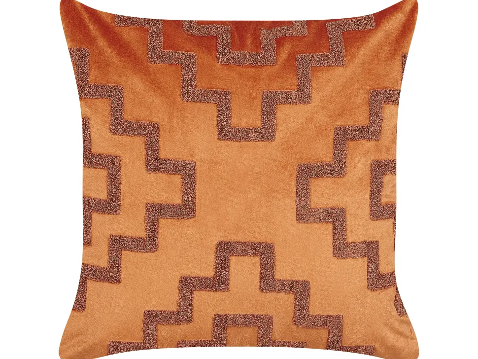 Conjunto De 2 Almofadas Em Veludo Laranja 45 X 45 Cm Bahia
