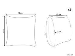 Conjunto De 2 Almofadas Em Algodao Bordadas 45 X 45 Cm Branco E Rosa Verbena
