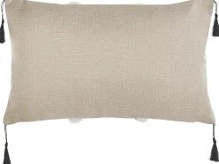 Conjunto De 2 Almofadas Em Creme E Preto 30 X 50 Cm Pulmonaria