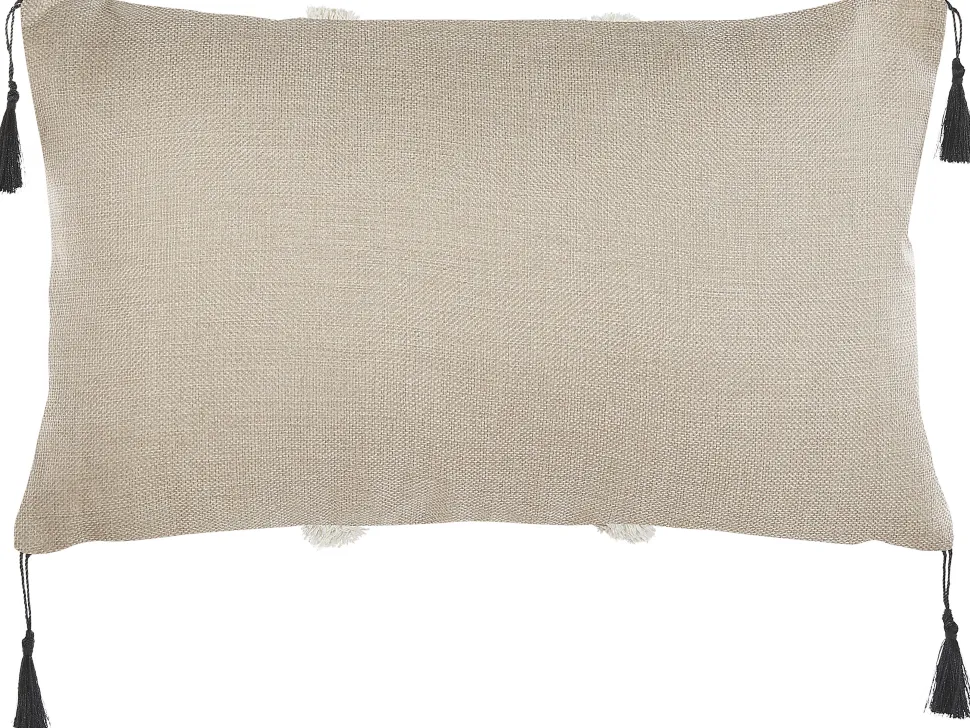 Conjunto De 2 Almofadas Em Creme E Preto 30 X 50 Cm Pulmonaria