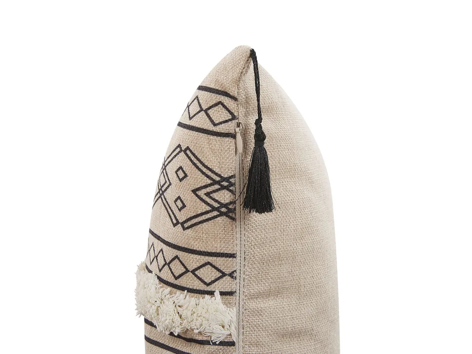 Conjunto De 2 Almofadas Em Creme E Preto 30 X 50 Cm Pulmonaria