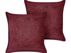 Conjunto De 2 Almofadas Em Bombazine Vermelho Escuro 43 X 43 Cm Zinnia