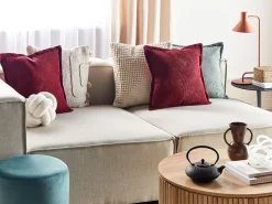 Conjunto De 2 Almofadas Em Bombazine Vermelho Escuro 43 X 43 Cm Zinnia