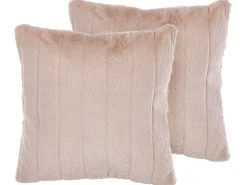 Conjunto De 2 Almofadas Em Rosa Claro Com Pelo 45 X 45 Cm Pumila