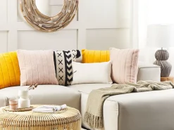 Conjunto De 2 Almofadas Em Rosa Claro Com Pelo 45 X 45 Cm Pumila