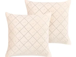 Conjunto De 2 Almofadas Em Veludo Creme 45 X 45 Cm Yarrow