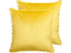 Conjunto De 2 Almofadas Em Veludo Amarelo 45 X 45 Cm Aerangis