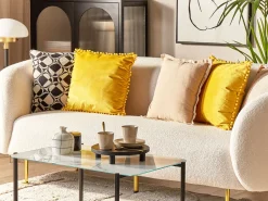 Conjunto De 2 Almofadas Em Veludo Amarelo 45 X 45 Cm Aerangis