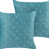Conjunto De 2 Almofadas Em Veludo Azul Esverdeado 45 X 45 Cm Yarrow