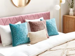 Conjunto De 2 Almofadas Em Veludo Azul Esverdeado 45 X 45 Cm Yarrow