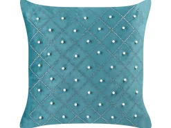 Conjunto De 2 Almofadas Em Veludo Azul Esverdeado 45 X 45 Cm Yarrow
