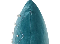 Conjunto De 2 Almofadas Em Veludo Azul Esverdeado 45 X 45 Cm Yarrow