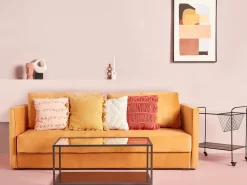 Conjunto De 2 Almofadas Em Poliester Rosa Salmao 45 X 45 Cm Agastache