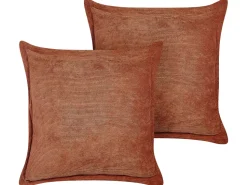 Conjunto De 2 Almofadas Em Bombazine Castanho Dourado 43 X 43 Cm Zinnia