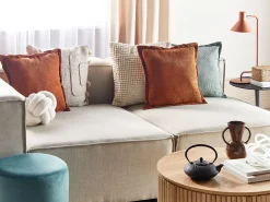 Conjunto De 2 Almofadas Em Bombazine Castanho Dourado 43 X 43 Cm Zinnia