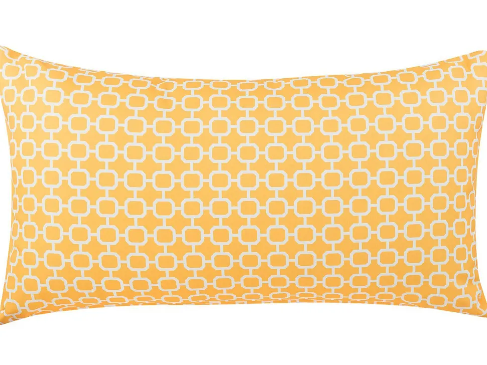 Conjunto De 2 Almofadas Em Tecido Amarelo E Branco 40 X 70 Cm Astakos