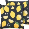 Conjunto De 2 Almofadas Em Poliester Preto E Amarelo 45 X 45 Cm Orchid