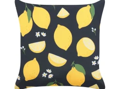 Conjunto De 2 Almofadas Em Poliester Preto E Amarelo 45 X 45 Cm Orchid