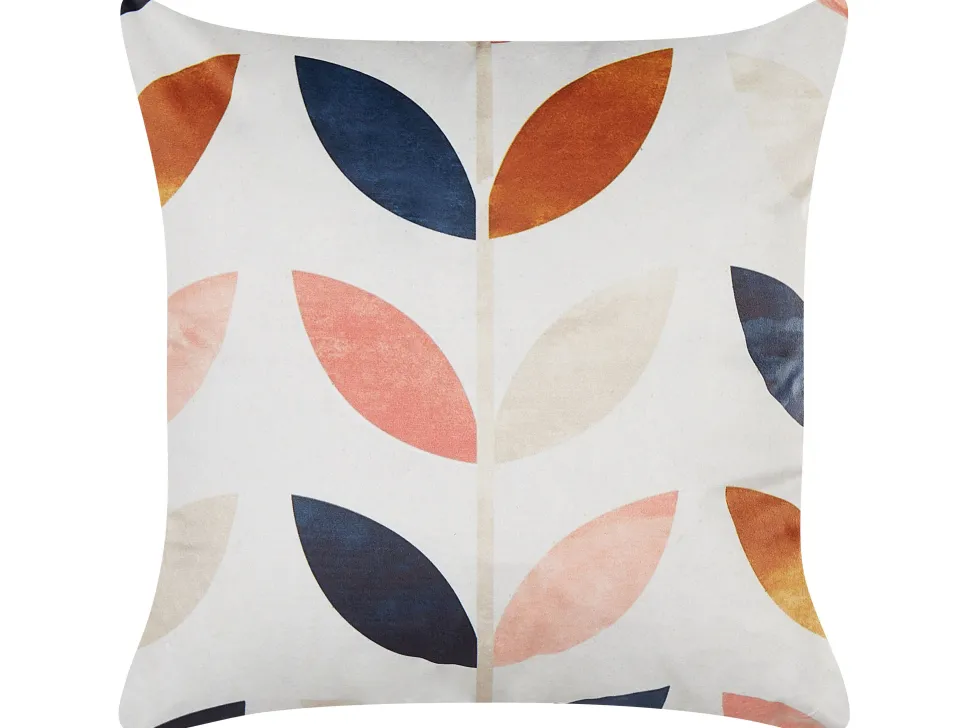 Conjunto De 2 Almofadas Em Veludo Branco Com Padrao De Folha 45 X 45 Cm Quinoa