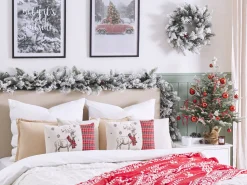 Conjunto De 2 Almofadas Em Tecido Branco E Vermelho 30 X 50 Cm Sven